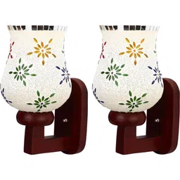 1ST TIME Multicoloured & White Printed Wood Frustum Shaped Wall Lamp-picture-25