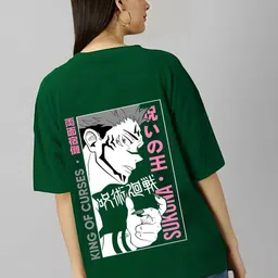 kintu parantu Women Graphic Printed Round Neck Cotton Oversized T-shirt-image-91