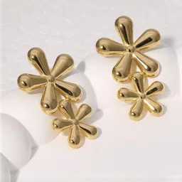 AKISON JEWELS Women Stainless Steel Floral Earrings-image-70