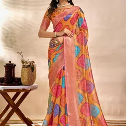 Aman's Impero Ethnic Motifs Silk Blend Handloom Mysore Silk Saree-picture-35