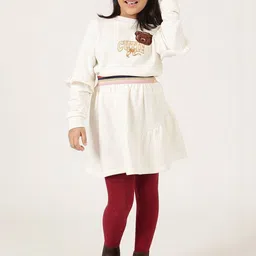 One Friday Girls Graphic Embroidered Round Neck Full Sleeve Top image 4