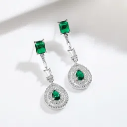 Rubans Rhodium Plated Cubic Zirconia & American Diamond Studded Studded Jewellery Set image 4