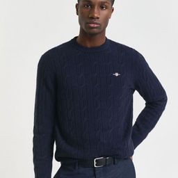 GANT Textured Crew Neck Regular Fit Lambswool Pullover Sweater-picture-24