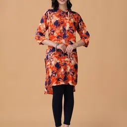 RANGRIWAZ Women Abstract Printed Daily Cotton Straight Kurta-image-25