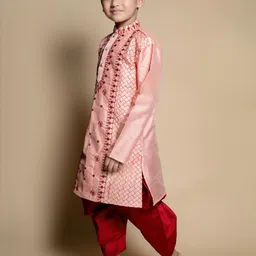HUMAN CHOICE Kids-Boys Embroidered Dupion Silk Kurta Sets image 5