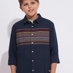 Jack & Jones Junior Boys Horizontal Stripes Opaque Striped Casual Shirt-picture-37