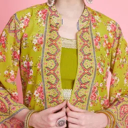 GULMEHAK Embroidered Crop Top With Palazzo & Shrug Co-Ords image 5