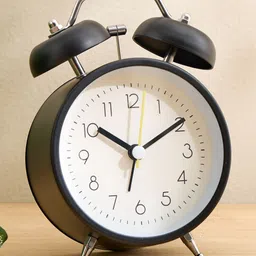 Home Centre Black & White Contemporary Orbit Alarm Table Clock 8.5x5.5x12cm-image-99