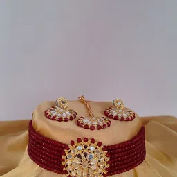 Gyaan Jewels Crystal Stone-Studded & Beaded Jewellery Set-picture-39