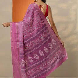 Libas Women Woven Design Embroidered Zari BorderSaree With An Unstitched Blouse Piece image 2