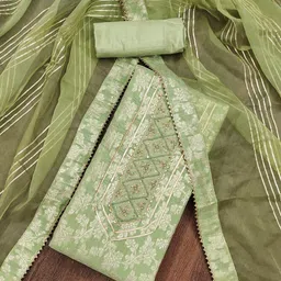 SAINOOR Floral Woven Design Semi-Stitched Dress Material-image-33