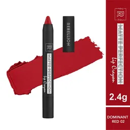 Rebellion Cosmetics Matte Perfection Lip Crayon- 2.4 g- Dominant Red 02 image 2