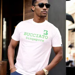 Bucciato Private Limited Men Typography Printed Round Neck Cotton T-shirt image 5