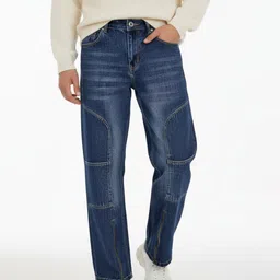 glitchez Men Mid-Rise Light Faded Pure Cotton Baggy Fit Jeans-image-25