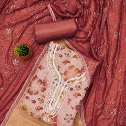 Rangtulika Ethnics Embroidered Organza Unstitched Dress Material-picture-15