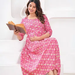 BAESD Floral Print Maternity Midi Dress image 3