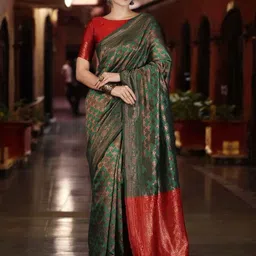 KALINI Woven Design Zari Silk Blend Banarasi Saree-picture-20