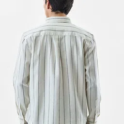 Snitch Men Vertical Striped Spread Collar Casual Shirt image 5