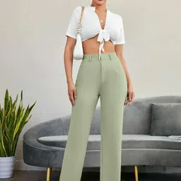 Next One Women Smart Straight Fit High-Rise Easy Wash Trousers image 1