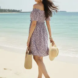 AADVIKA Floral Print Flared Sleeve A-Line Dress image 5