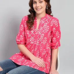 Deewa Print Cotton Empire Longline Top image 2
