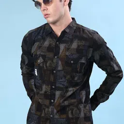 V-Mart Printed Spread Collar Slim Fit Cotton Shirt image 4