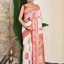 Astita Woven Design Zari Linen Blend Saree-picture-30