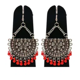 Weariton Women Artificial Beads & Stones Studded Chandbali Earrings-image-6