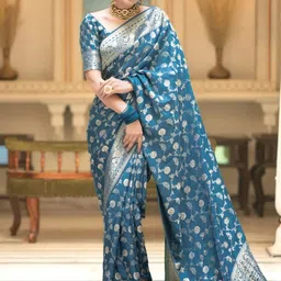 MUKHITA Ethnic Motifs Woven Design Zari Kanjeevarami Saree-picture-16