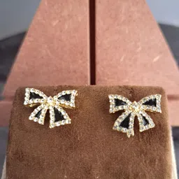 Zhouse Gold-Plated Crystals Studded Contemporary Studs image 4