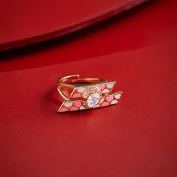Kushal's Fashion Jewellery Gold-Plated White Cubic Zirconia Studded Party Finger Ring-picture-16
