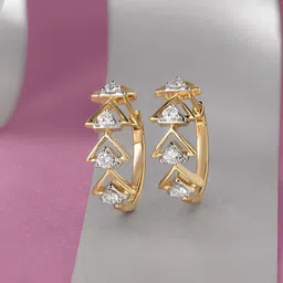 Mia by Tanishq 18KT Yellow Gold Natural Diamond Hoop Earrings - 3.425 gm image 1