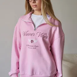 StyleCast x Revolte Women Typography Printed Mock Collar Long Sleeves Pullover Sweatshirt image 5