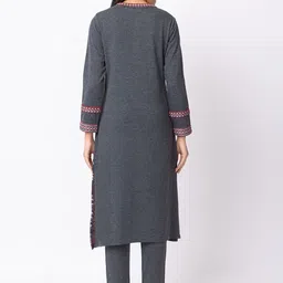 KEIKO Ethnic Motifs Woven Design Knitted Jacquard Acrylic Straight Kurta With Trouser image 5