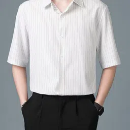 StyleCast x Revolte Striped Cutaway Collar Shirt-image-85