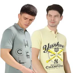 SHAUN Men Set Of 2 Graphic Printed Polo Collar Short Sleeves T-shirt image 3