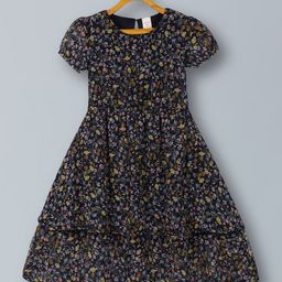 PLUM TREE Girls Floral Printed Round Neck Fit & Flare Maxi Dress-picture-29