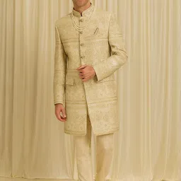 SHAHI ACHKAN Men Self Design Cotton Ethnic Blazers-picture-27