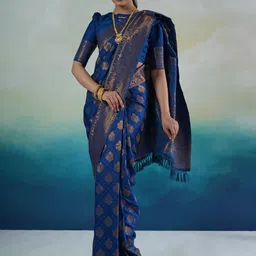 Sangria Floral Woven Design Banarasi Designer Saree-image-39