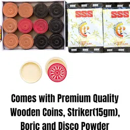 aarav Full 3 Inch Border 6 mm Ply with Coins, Striker, and Disco Powde 3.8 cm Carrom Board image 3