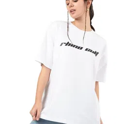 RHINO CULT Women Typography Printed Pockets T-shirt-image-71