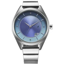 Fastrack Style up 5 Girls Brass Dial & Stainless Steel Straps Analogue Watch 6215SM02-image-2