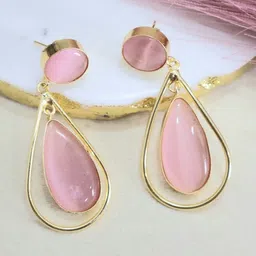SIVA BY ANIKA Brass-Plated Artificial Stones Studded Teardrop Shaped Drop Earrings-picture-35
