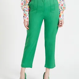 AMSWAN Women Smart Skinny Fit High-Rise Pleated Trousers-image-99