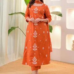 FAST FASHIONS Women Ethnic Motifs Embroidered Regular Thread Work Kurta with Trousers & With Dupatta-picture-15