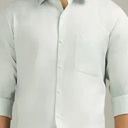 Arrow Men Textured Spread Collar Pure Cotton Satin Italian Elegance Formal Shirt image 2