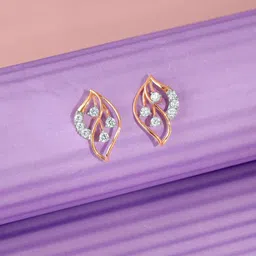 GIVA Women 18KT Rose Gold Amara Leaf Lab Grown Diamond Studs-picture-40
