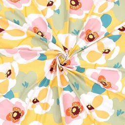 Moca By Monte Carlo Yellow & Pink Floral 120 TC Queen Bedsheet Set 2.24m x 2.54m image 4