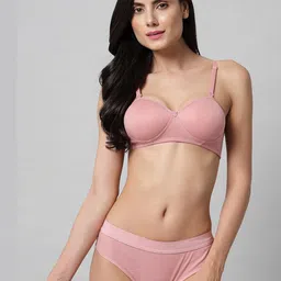 samvar Women Pink Cotton Bra Panty Set for Lingerie Set Undergarments Pack of 1-picture-16