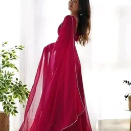 kshitiktrends Solid Georgette Stitched Anarkali Gown image 3